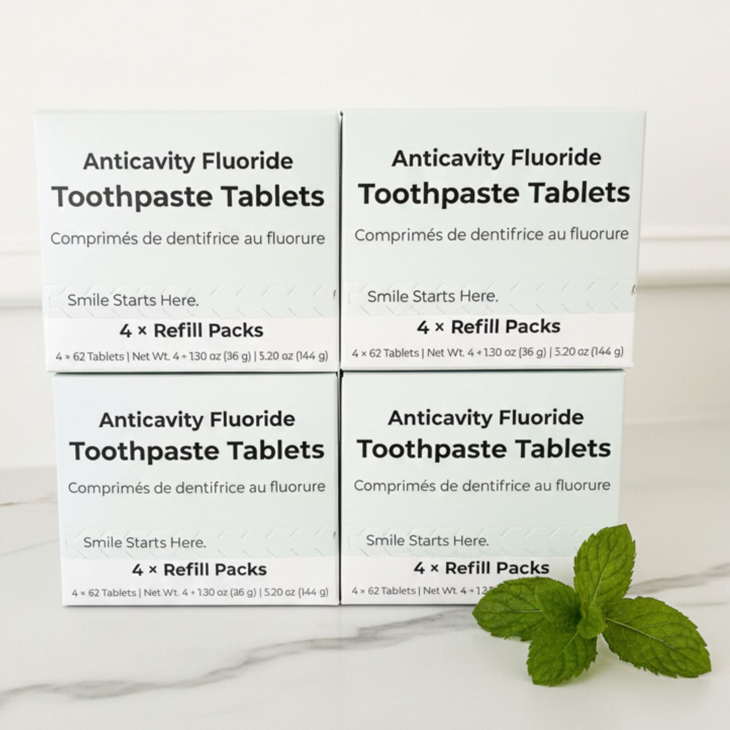 Pastillas dentífricas con flúor sabor menta fresca — 4 meses