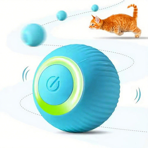 Intelligent Rolling Interactive Cat Ball with blue LED light for indoor cats