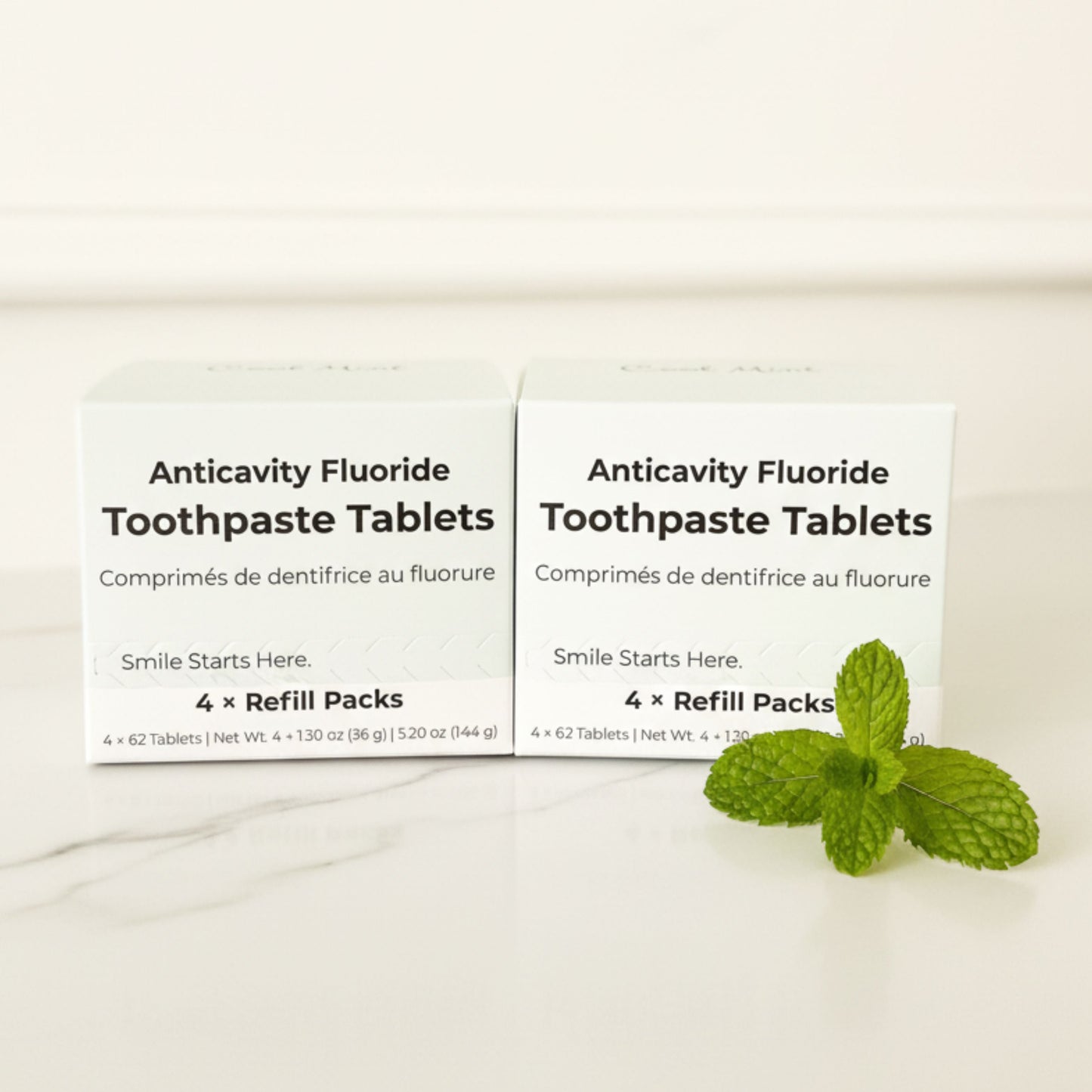 Pastillas dentífricas con flúor sabor menta fresca — 4 meses