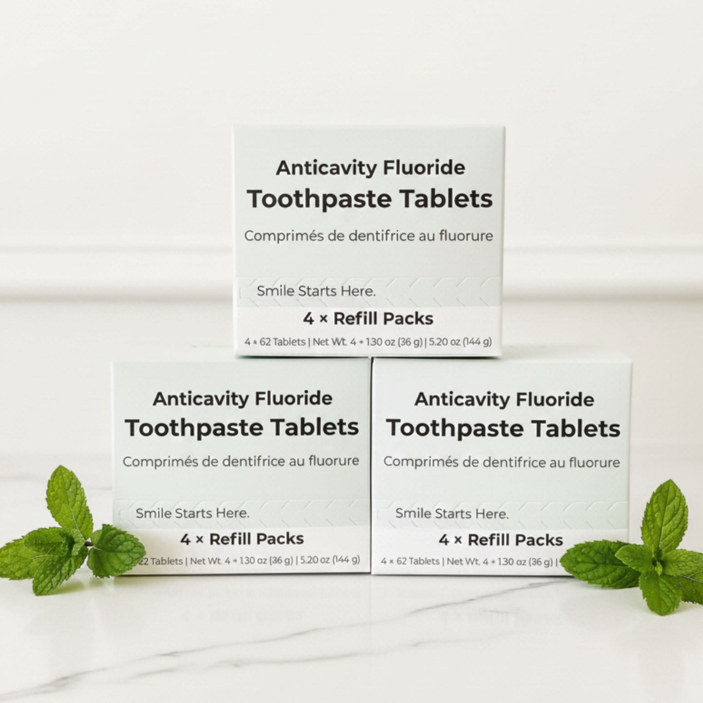 Pastillas dentífricas con flúor sabor menta fresca — 4 meses