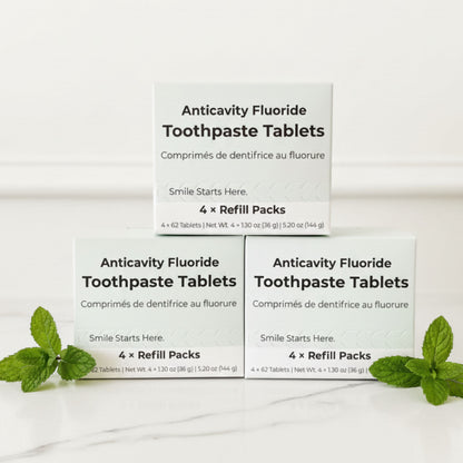 Pastillas dentífricas con flúor sabor menta fresca — 4 meses